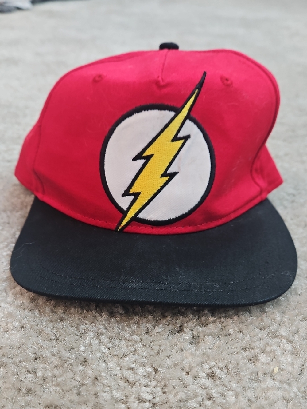 DC Comics Flash Kids Red and Black Cap with Yellow Lightning Logo